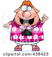 Royalty Free RF Clipart Illustration Of A Plump Female Tourist With An Idea by Cory Thoman