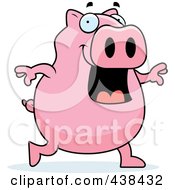 Royalty Free RF Clipart Illustration Of A Happy Pig Walking