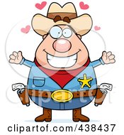 Poster, Art Print Of Plump Cowboy Sheriff With Open Arms