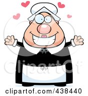 Royalty Free RF Clipart Illustration Of A Loving Plump Female Pilgrim With Open Arms