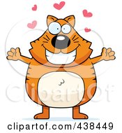 Royalty Free RF Clipart Illustration Of A Chubby Orange Cat With Open Arms