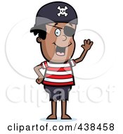 Royalty Free RF Clipart Illustration Of A Black Pirate Waving