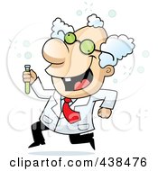 Royalty Free RF Clipart Illustration Of A Male Scientist Running With A Test Tube