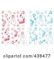 Royalty Free RF Clipart Illustration Of A Digital Collage Of Red And Blue Christmas Patterns