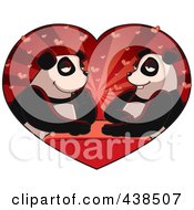Royalty Free RF Clipart Illustration Of A Panda Couple In A Heart