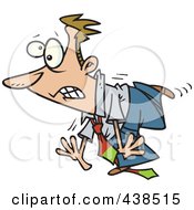 Clumsy Cartoon Businessman Tripping On His Own Tie