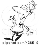 Royalty Free RF Clip Art Illustration Of A Cartoon Black And White Outline Design Of A Trekkie In Costume by toonaday