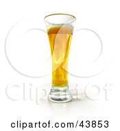 3d Tall Golden Glass Of Beer