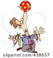 Poster, Art Print Of Trained Cartoon Businessman Spinning Rings On His Arms And Balancing A Ball On His Nose