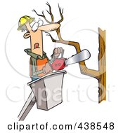 Poster, Art Print Of Cartoon Tree Trimmer Holding A Saw