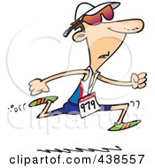 Royalty Free RF Clip Art Illustration Of A Cartoon Man Running In A Triathlon