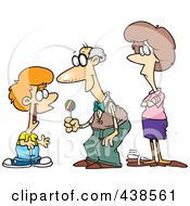 Cartoon Grandfather Giving Candy To His Grandson