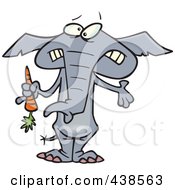 Cartoon Dieting Elephant Trimming Up By Eating Carrots