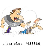 Poster, Art Print Of Cartoon Tough Trainer Making His Client Doing Pushups