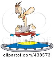 Cartoon Man Jumping On A Trampoline