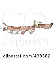 Long Cartoon Wiener Dog Using Training Wheels