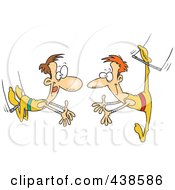 Royalty Free RF Clip Art Illustration Of Cartoon Trapeze Artists Performing