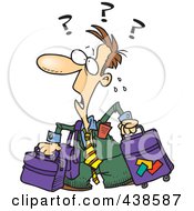Confused Cartoon Businessman With Luggage