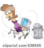 Poster, Art Print Of Cartoon Businesswoman Throwing Away A Broken Computer