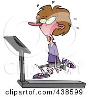 Poster, Art Print Of Cartoon Woman Jogging On A Treadmill