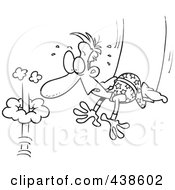 Royalty Free RF Clip Art Illustration Of A Cartoon Black And White Outline Design Of A Trapeze Artist Failing To Grab His Partner