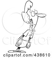 Poster, Art Print Of Cartoon Black And White Outline Design Of A Businesswoman In A Trance