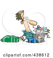Poster, Art Print Of Cartoon Man Taking Out A Lot Of Trash