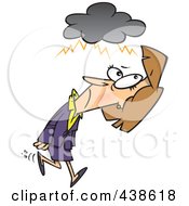Poster, Art Print Of Cartoon Businesswoman Walking Under A Stormy Cloud