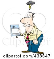 Cartoon Mad Businessman Holding An Overcharged Billing Statement