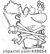 Royalty Free RF Clip Art Illustration Of A Cartoon Black And White Outline Design Of An Orchestra Conductor Tangled In His Jacket by toonaday