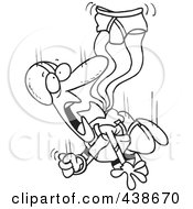 Poster, Art Print Of Cartoon Black And White Outline Design Of A Skydiver With An Underwear Parachute