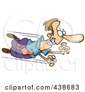 Royalty Free RF Clip Art Illustration Of A Cartoon Businessman Flying Towards An Opportunity by toonaday