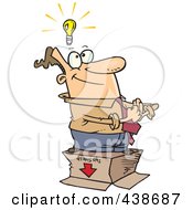 Poster, Art Print Of Cartoon Businessman Standing With An Idea Outside The Box