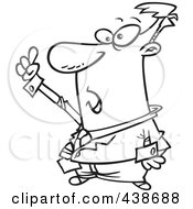 Royalty Free RF Clip Art Illustration Of A Cartoon Black And White Outline Design Of A Businessman Holding Up A Finger