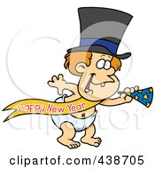 Cartoon New Years Baby With A Horn