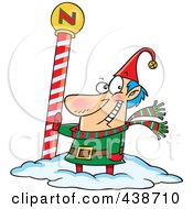 Cartoon Christmas Elf By The North Pole