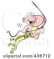 Cartoon New Years Baby Swinging On A Rope