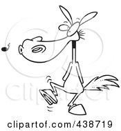 Royalty Free RF Clip Art Illustration Of A Cartoon Black And White Outline Design Of A One Trick Pony