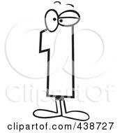 Royalty Free RF Clip Art Illustration Of A Cartoon Black And White Outline Design Of A Number One Character