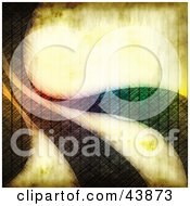 Clipart Illustration Of A Rainbow Grunge Background With Waves Of Color On Yellow