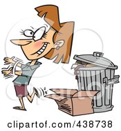 Poster, Art Print Of Cartoon Woman Tossing Old Trash