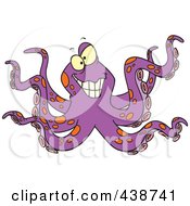 Royalty Free RF Clip Art Illustration Of A Cartoon Octopus Smiling by toonaday