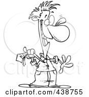 Royalty Free RF Clip Art Illustration Of A Cartoon Black And White Outline Design Of A Businessman Acting Like A Fool by toonaday