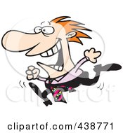 Royalty Free RF Clip Art Illustration Of A Cartoon Businessman Happily Running