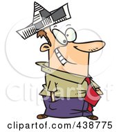 Cartoon Businessman Wearing A Newspaper Hat