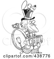 Royalty Free RF Clip Art Illustration Of A Cartoon Black And White Outline Design Of A One Man Band