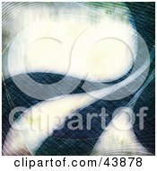 Clipart Illustration Of A Grungy Background With Swooshes Of Blue And Faint White Waves