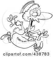 Royalty Free RF Clip Art Illustration Of A Cartoon Black And White Outline Design Of A Crazy Nurse