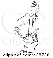 Royalty Free RF Clip Art Illustration Of A Cartoon Black And White Outline Design Of A Man Winking And Gesturing OK