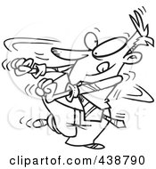 Royalty Free RF Clip Art Illustration Of A Cartoon Black And White Outline Design Of A Businessman Doing A Happy Dance